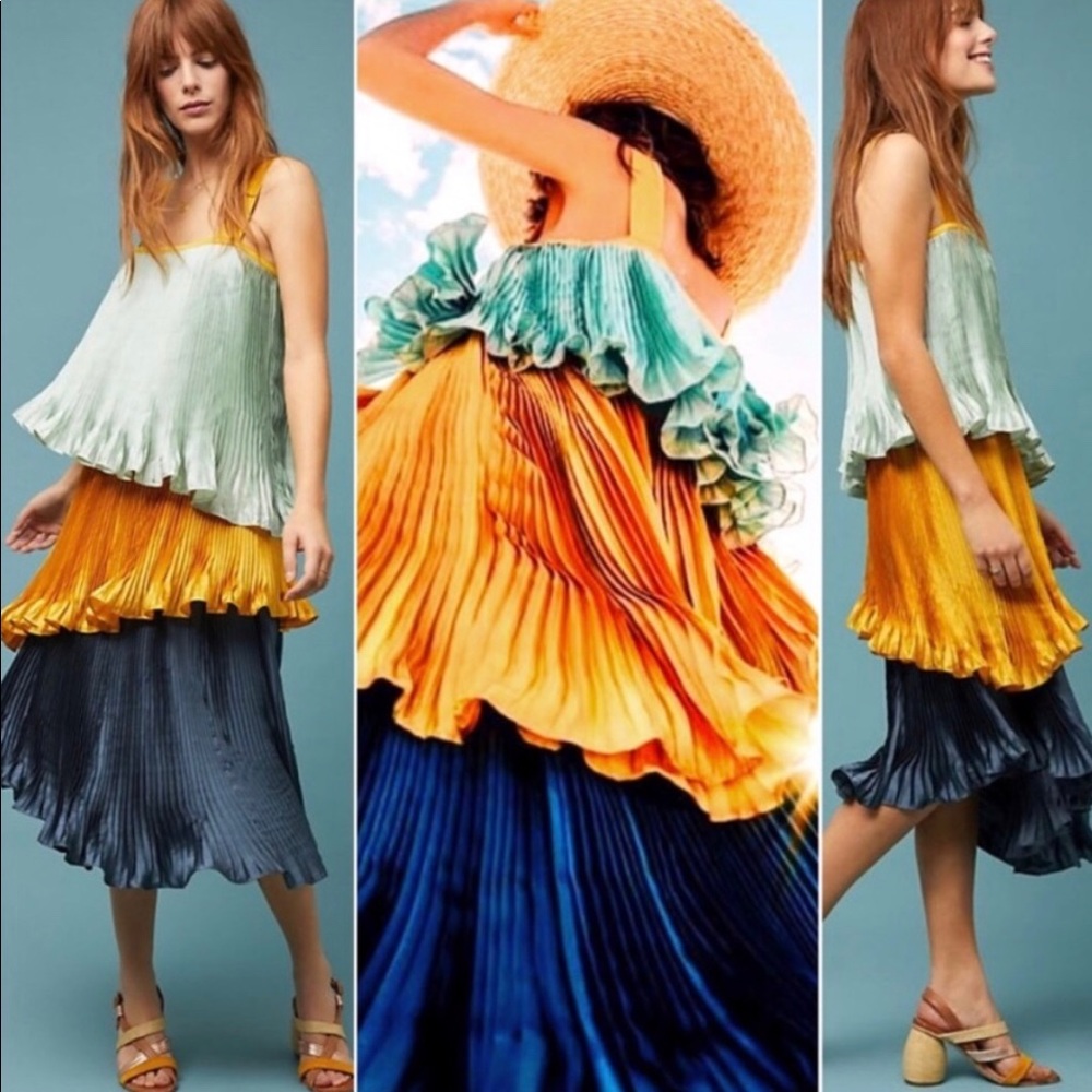 NWT Anthropologie Layered Tiered Colorful Dress